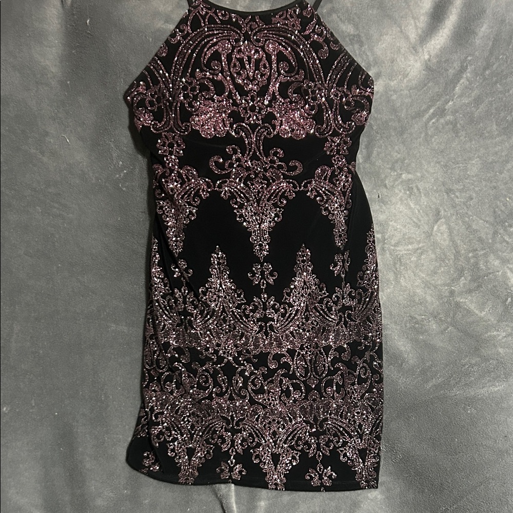 Jump Appatel Black and Pink Patterned Mini Dress